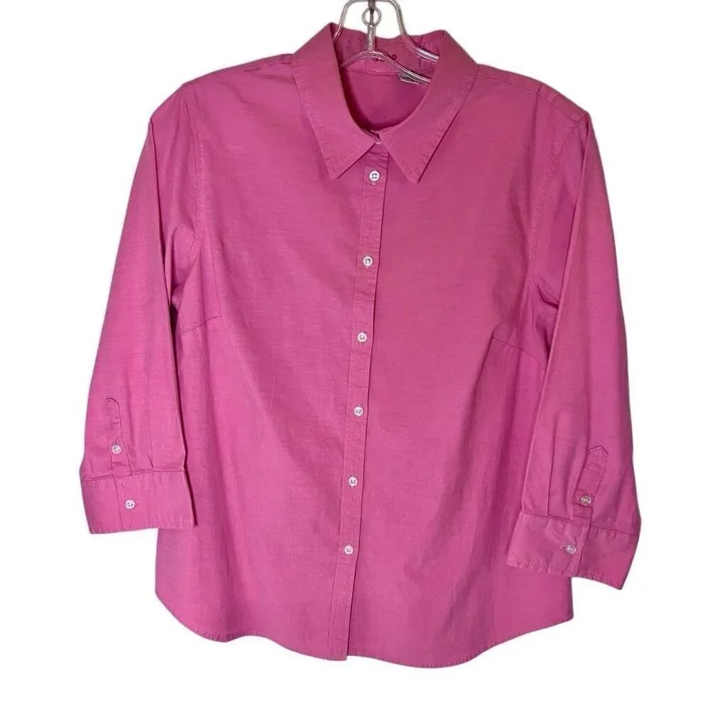 IZOD Pink Womens Medium Button Front Shirt